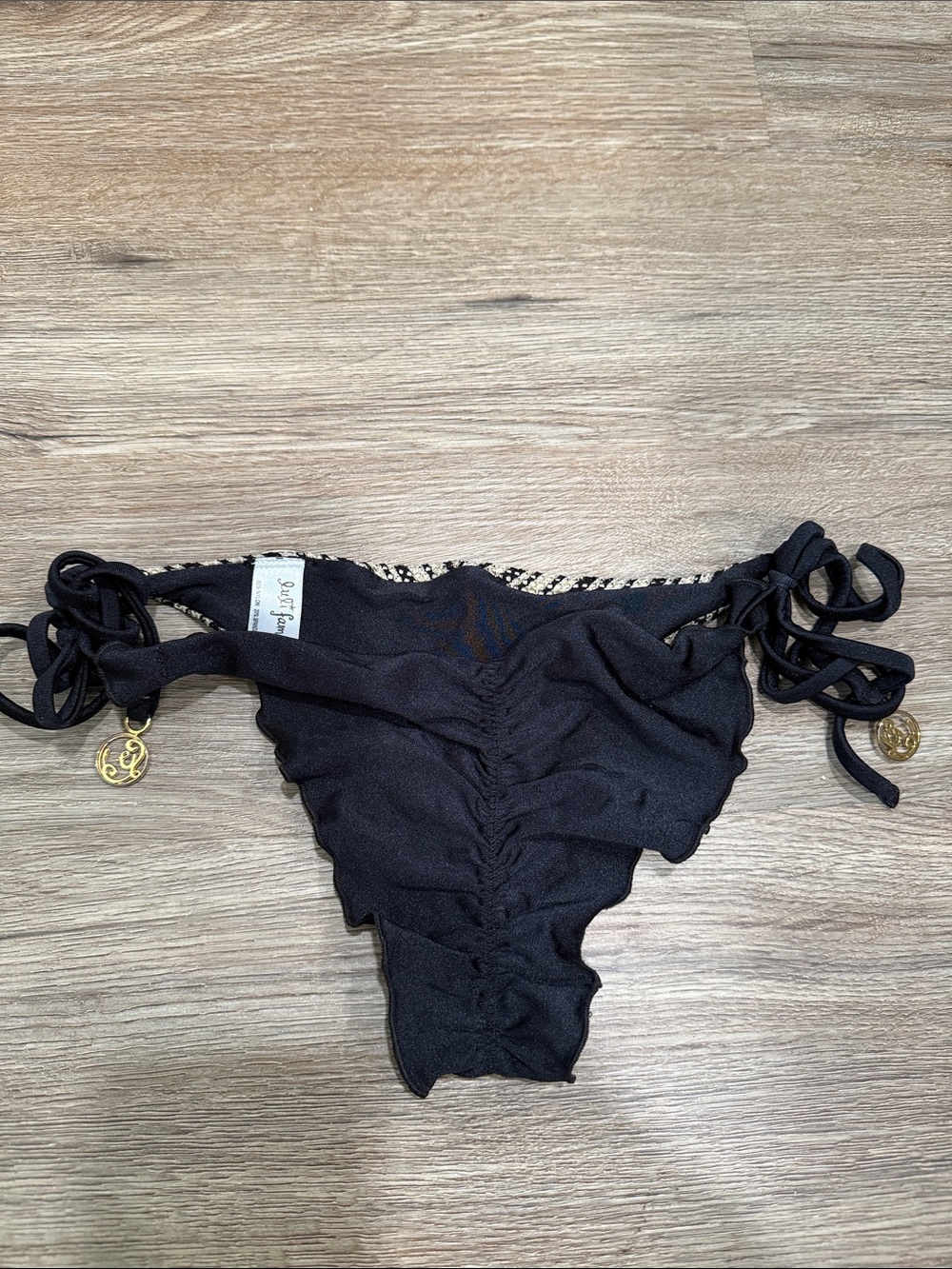 Luli Fama Black & Gold Chevron Tie-Side Bikini Bottom - Picture 3 of 4